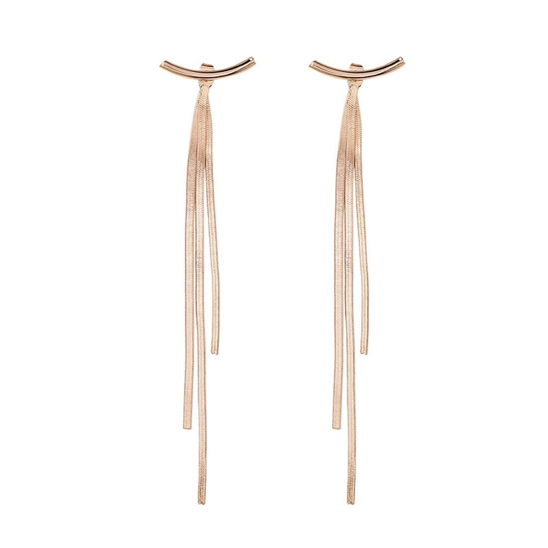 SCJJZpendientes mujer,Aretes curvos de borla larga Aretes de hombro de barrido de elegancia exagerada (dorado)