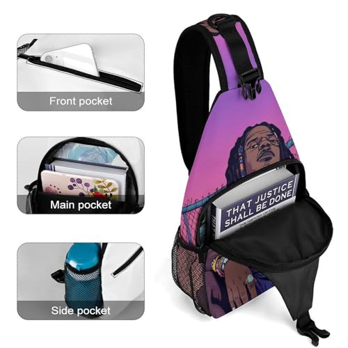 Women's Fashion Chest Bag, Travel Shoulder Pack, African American Black Boy Basketball Art Small Cross Body Sling Bag4