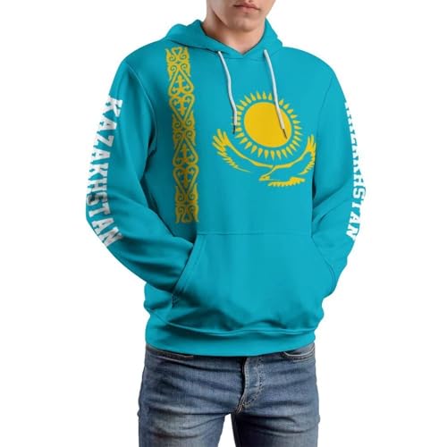 Sweat à capuche Kazakhstan pull turquoise idée cadeau adulte