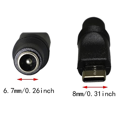 Adaptador USB a DC de 5 piezas, USB tipo C macho a DC 5.5x2.1mm hembra miniatura 3