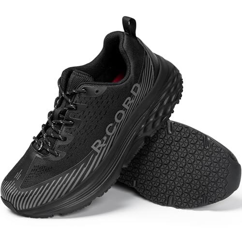 R CORD Slip Resistant Food Service Shoes for Women Slip Resistant Waterproof Design Breathable Lightweight Sneakers for Restaurant Healthcare and Retails Black Size 8