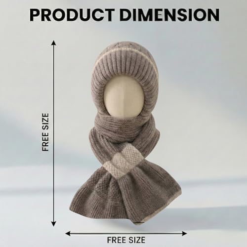 Image of Kraptick Women's Winter Cap and Scarf Set - Thick Fleece Lined Knitted Beanie Hat and Neck Warmer Muffler for Ladies, Stretchable & Soft Woolen Snow Proof for Extreme Cold -5