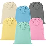 Zhehao 6 Packs Canvas Laundry Bags 20' x 28' Thick Heavy Duty Cotton Laundry Bag with Handles & Drawstring Fit a Basket or Hamper Perfect for College Dorm Apartment Dwellers and Travel(Warm Color)