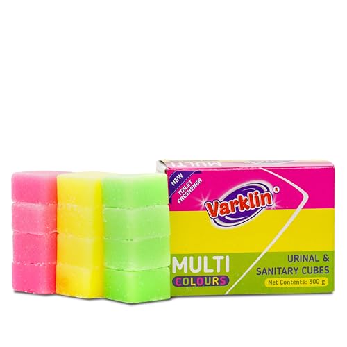 Image of Multi Colour Urinal & Sanitary Cubes Pack of 12, Air Freshener Deodorizer for Toilets, Bathrooms & Washbasins - Long-Lasting Freshness for 30 Days, Eliminates Odours, Easy to Use, 300g