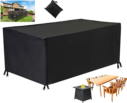 Housse Salon de Jardin, Imperméable 420D Oxford Tissu Meuble de Jardin de Étanche, Anti-UV Housse Table Protection Couverture Résistance au Vent, Rectangulaire-Black||20x20x20cm(LxWxH)