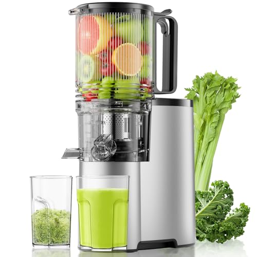 Cold Press Juicer, 5.3" Wide Feed Chute Juice Extractor Machine w...