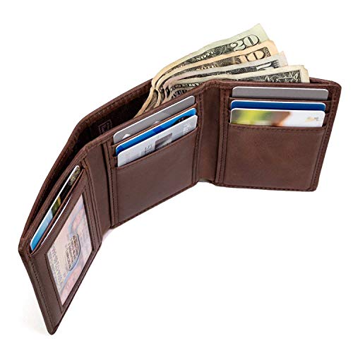 ID Stronghold RFID Blocking Trifold Wallet for Men - Rugged Genuine Leather3