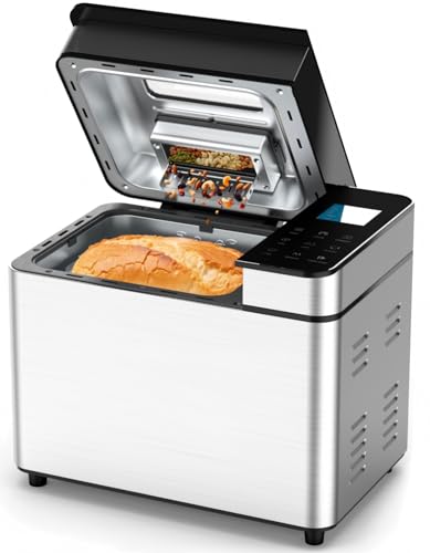 25-IN-1 Automatic Bread Machine | 2lb Size with Visible Lid, Auto Nut Dispenser, One-Touch Display, 13-Hour Delay Timer & Recipes – Easy to Use, High Success for Homemade Bread 25-IN-1 Automatic Bread Machine | 2lb Size with Visible Lid, Auto Nut Dispenser, One-Touch Display, 13-Hour Delay Timer & Recipes – Easy to Use, High Success for Homemade Bread