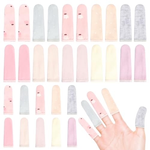 Pretwad 100 Stück Fingerlinge, mehrfarbig, aus Baumwolle, atmungsaktive Finger- und Zehenschützer, Daumenlinge, Komfort-Fingerspitzenschutz, Schutzpolster, Fingerspitzenschutz, Farbe zufällig