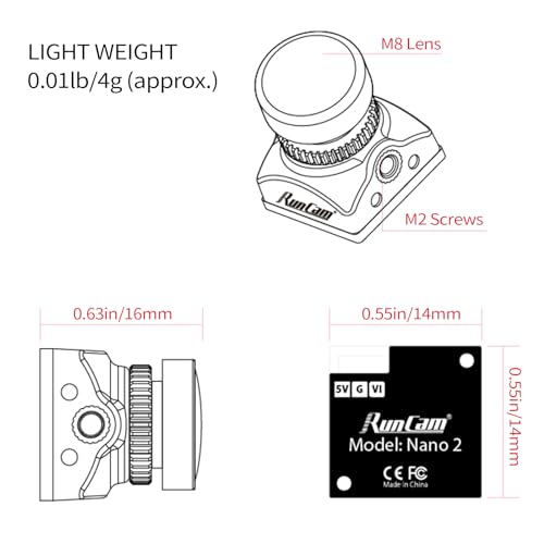 Image of RunCam FPV Camera Nano 2, 700TVL 1 /3 inch CMOS Wide Angle NTSC Compact Mini Micro Analog FPV Camera Module, for RC FPV Drone Toothpick Style Quadcopter Helicopters RC Racing Car