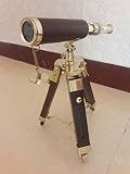 Mahira Nautical Floor Standing Brass Telescope-Leather Telescope Griffith Astro Telescope