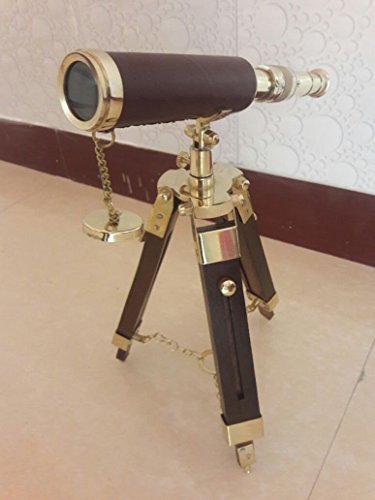 Telescopio de Latón con Trípode de Madera 9 Pulgadas miniatura 1