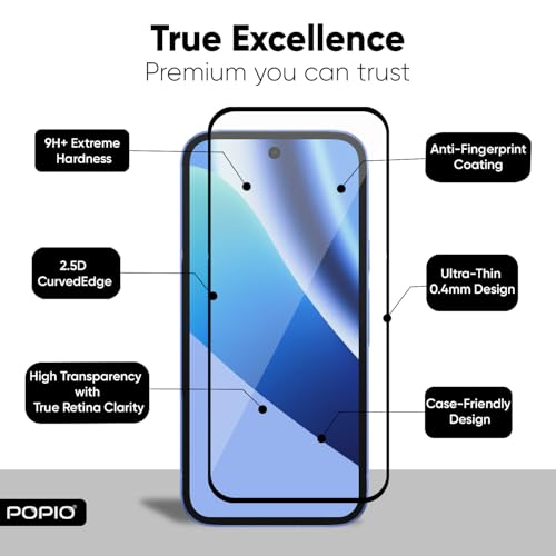 Image of POPIO Military-Grade Gorilla Tempered Glass For Google Pixel 10A | 9H Hardness, Edge-to-Edge, Bubble-Free