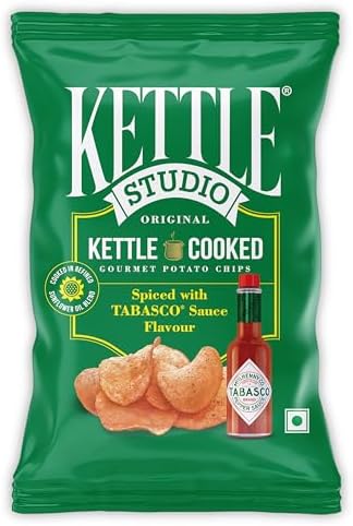Kettle Studio TABASCO® Sauce Flavour Potato Chips | Spicy Kettle-Cooked Chips | Bold & Tangy Fiery Heat | Gluten-Free | Crunchy Snack | 120g Pack
