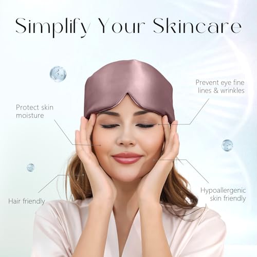 Image of ZIMASILK 100% 22 Momme Mulberry Silk Sleep Mask - Full Silk Filled, Ultra-Soft & Breathable, Face-Hugging Blackout Eye Cover for Sleeping (Gray Purple)