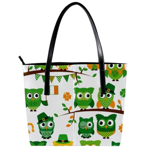 Sac imperméable chouettes vertes en simili cuir avec fermeture - 2