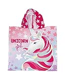 Theonoi Badetuch Bademantel Kapuzenhandtücher Kapuzen Poncho für Kinder tolles Geschenk Mikrofaser (Einhorn)