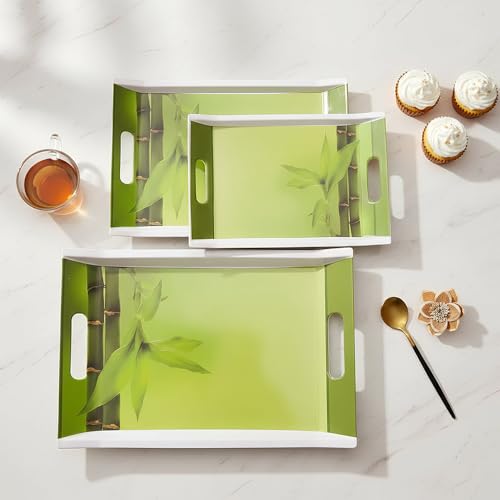 Image of U.P.C. UPC Crystal Melamine Ocean Series Serving Tray, (Multicolor, Small, Medium and Large Size) Set of 3