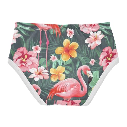 Wusikd Cute Pink Flamingos Girls' Underwear Cotton Exotic Flowers Girls Briefs Soft Toddler Underwear 2T2