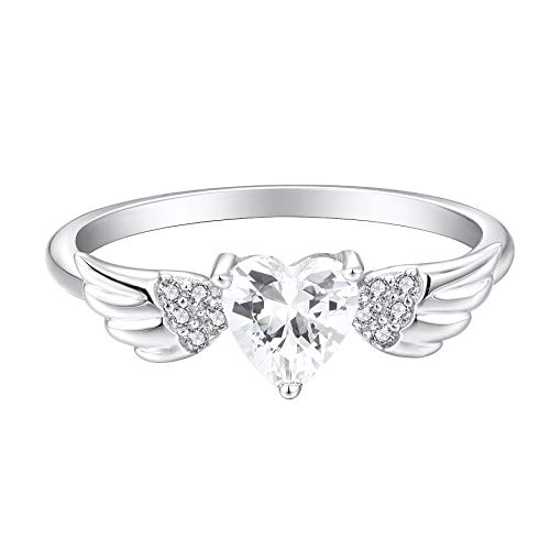 STARCHENIE Angel Wings Heart Ring for Women 925 Sterling Silver Engagement Band Ring Size 5-102