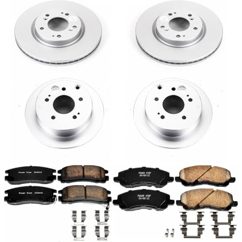 Image of PowerStop Front and Rear Brake Kit for Mitsubishi Eclipse 2006-12 | Mitsubishi Galant 2004-07 - Fully-Coated Disc Rotors with Z17 Ceramic Brake Pads Replacement, CRK2711