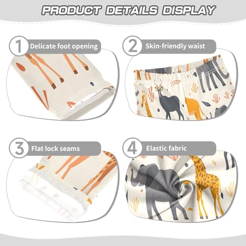 Bolaz Toddler Girls Leggings Printed Yoga Pants Leggings Lion Elephant Hippopotamus for Kids3