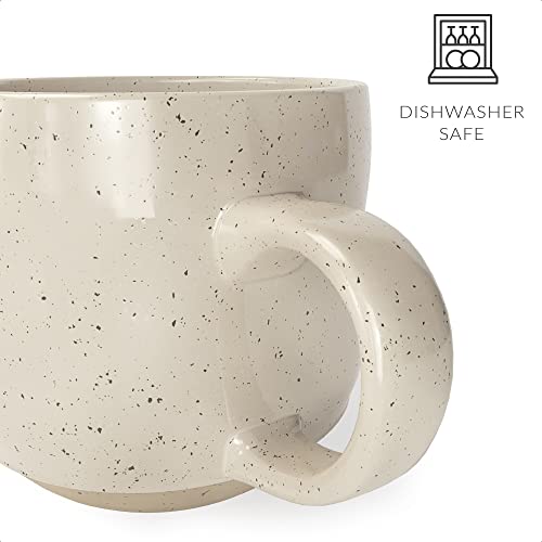 Modern Market Stoneware Coffee Mugs, Ceramic Coffee Mug Set, 16Oz Coffee Mugs, Coffee Cups Ceramic, Tea Mugs, Cappuccino Mug, Stoneware Teacup, Large Coffee Mugs Set Of 4, 5.75" X 4" X 3.75", Beige #TOP4