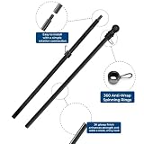 Pack of 2 - FFN 5’ Foot Premium Tangle-Free Carbon-Fiber Flag Poles - Each pole set with 2 adjustable Flag Rings - Ideal for Trucks, Vehicles, or SUVs Fits for 2x3FT, 3x5FT Flags – 5ft Poles Only (Flags & Mount Not Included)