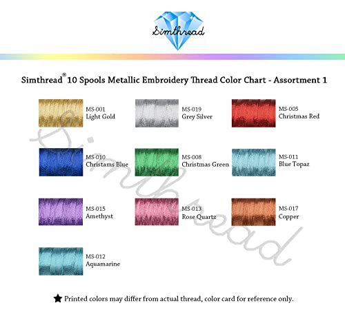 Simthread 10 Essential Colors Metallic Embroidery Machine Thread Kit 500M(550Y) For Computerized Embroidery And Decorative Sewing - Essential 1 #TOP5