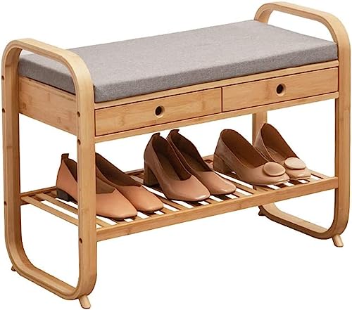 Banc à chaussures d'entrée ergonomique contre le mal de dos avec tiroir