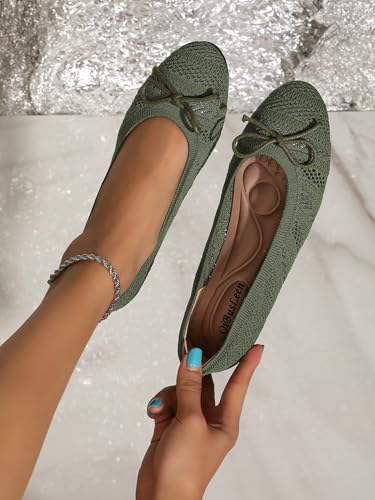 Chaussures plates confortables légères en maille souple avec nœud chic - 2