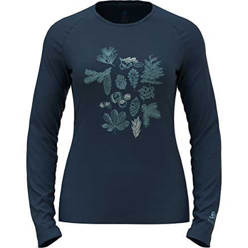 Odlo Damen Langarm Shirt Merino 200 Forest, Blue Wing Teal, M