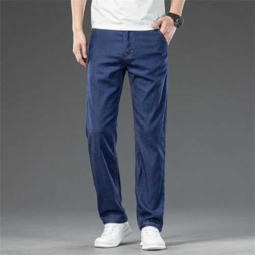 Men's Lightweight Jeans Thin Stretch Straight Denim Pants Loose Classic Business Casual Spring Summer Trousers4