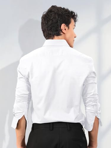 Image of Pinkmint Men's Solid Shirt | Soft Cotton Blend | Casual Shirt | Plain | Full Sleeve - Regular Fit (Available in Plus Size and Pack of 2)