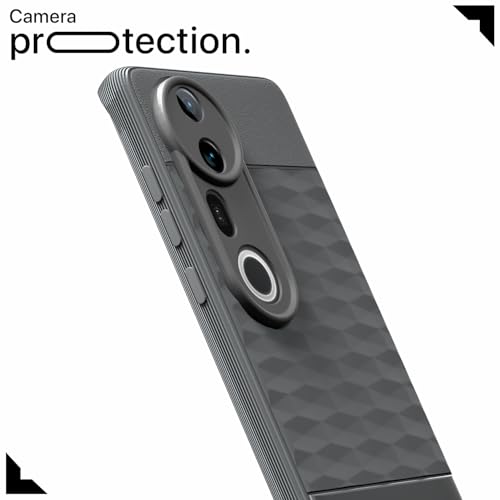 Image of Pikkme Back Cover for Vivo T4 Ultra 5G Camera Protection 3D Hexa Cube Design Silicone Protective Bumper Case (Grey)