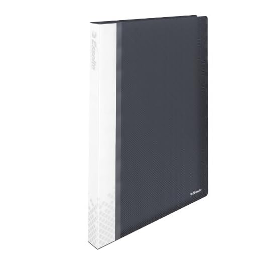 Esselte Carpeta de fundas, A4, 40 fundas, Capacidad para 80 hojas, Fundas transparentes, Tapas rígidas, Negro VIVIDA, Gama VIVIDA, 623988