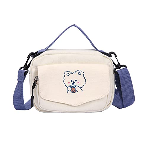 Sac japonais en toile souple et robuste, petit sac à bandoulière blanc look épuré unique.