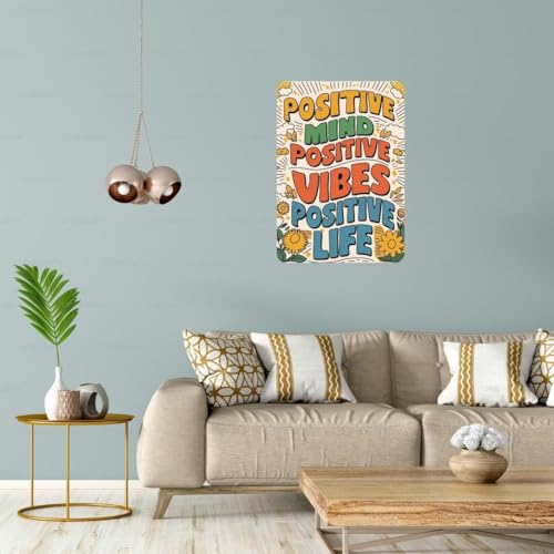 Image of Zesta Bathroom Decor Items Washroom Decor Tin Sign | Aesthetic Posters Wall Poster for Bedroom | Magnetic Cafe Decoration Items / Restaurant Decorations Items | Quirky Home Decor Bar Accent (Positive Mind)