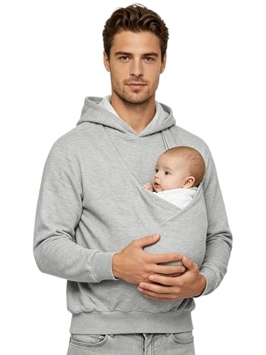Sweat Capuche Portebébé Homme avec Poche Kangourou Vêtement Papa Kangourou