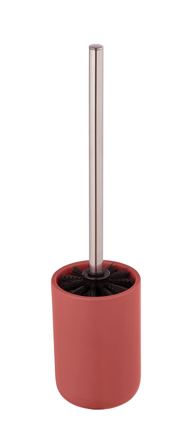 Allstar Olinda Toilet Brush Holder in Frosted Finish Ceramic with Black Toilet Brush Holder Diameter 9.5 x Depth 40 cm Red