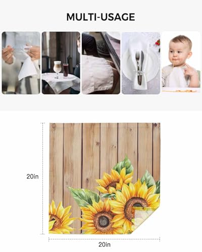 Servilletas de tela set de 4, diseño girasol miniatura 5