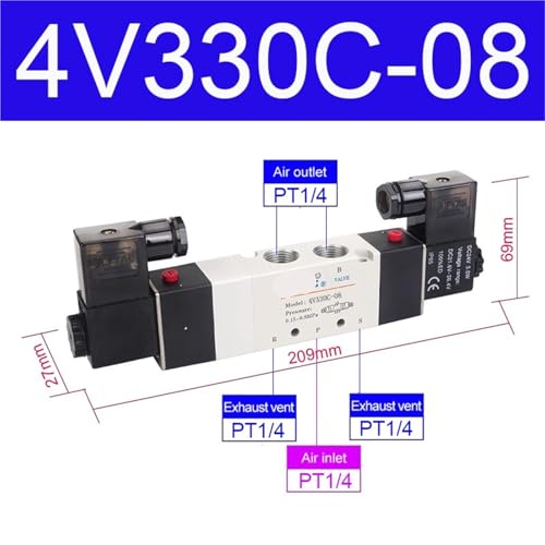 Vanne d'inversion pneumatique 4V330C-08 double commande électrique 220V alternative - 3