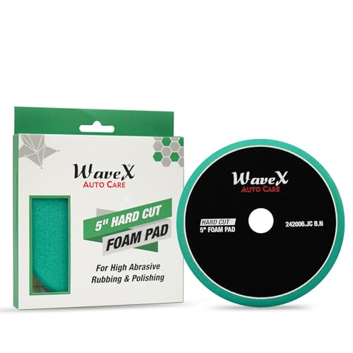 Image of Wavex 5-Inch Hard Cut Foam Pad for Car | Low Profile 20mm Design for Extreme Performance | High-Density Foam for Aggressive Cutting | Compatible with DA & Rotary Polisher | Washable & Reusable