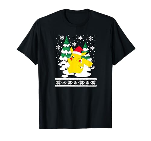 Pokémon - Pikachu Christmas Snowy Pattern T-Shirt