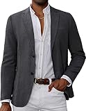 Picture of Men's Casual Long Sleeve Blazer Jackets Fashion Modern Western Big and Tall Knit Denim Dress Coat Two Button Grey
