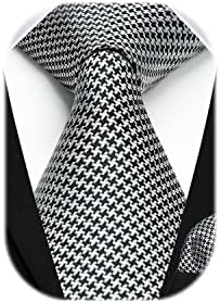 HISDERN Plaid Ties for Men Checked Necktie And Handkerchief Set for Wedding formal Business