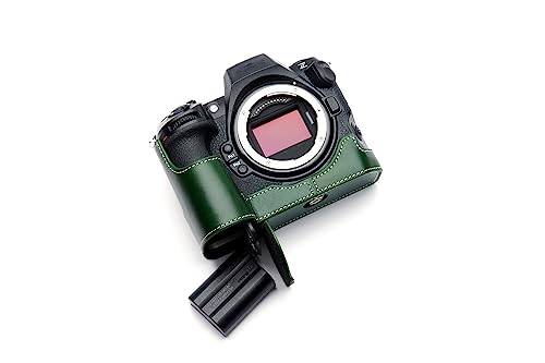 Demi-étui en cuir pour Nikon Z8 vert housse protection artisanale