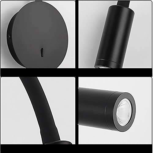 Lámpara de pared de ángulo ajustable con interruptor para lectura nocturna 7