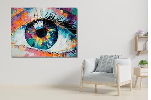 Peinture à l'huile abstraite œil TONGYINLI 60x90cm toile colorée salon