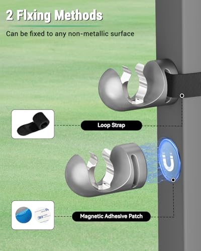 Magnetic Holder for Golf Cart, Portable Aluminium Alloy Golf Cart Accessories Clip with Non-Slip Base, for 30-60 Ring Gauge, Idea Gift for Men, Includes Loop Strap, Dark Grey